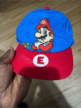 Kids Nintendo Super Mario SnapBack Hat Red And Blue.